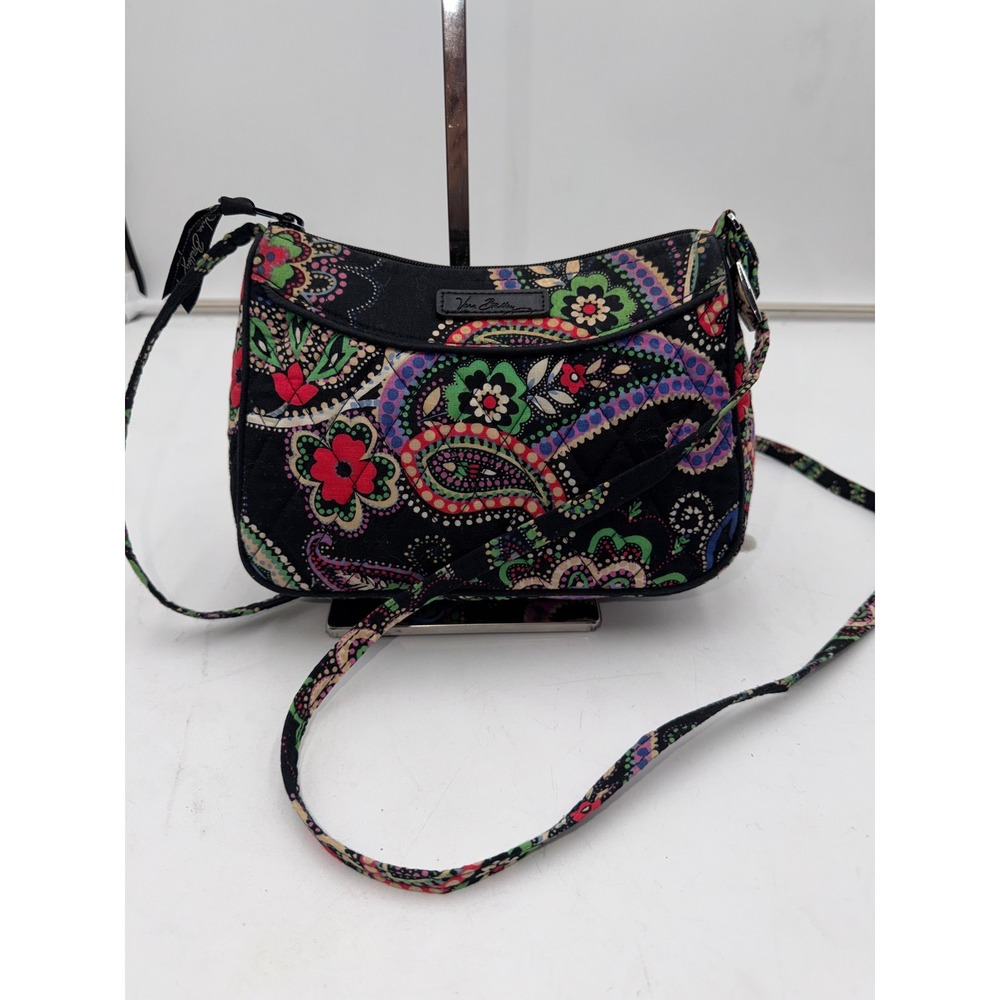Vera Bradley Kiev Paisley Quilted Cotton Crossbody Bag Black Multi